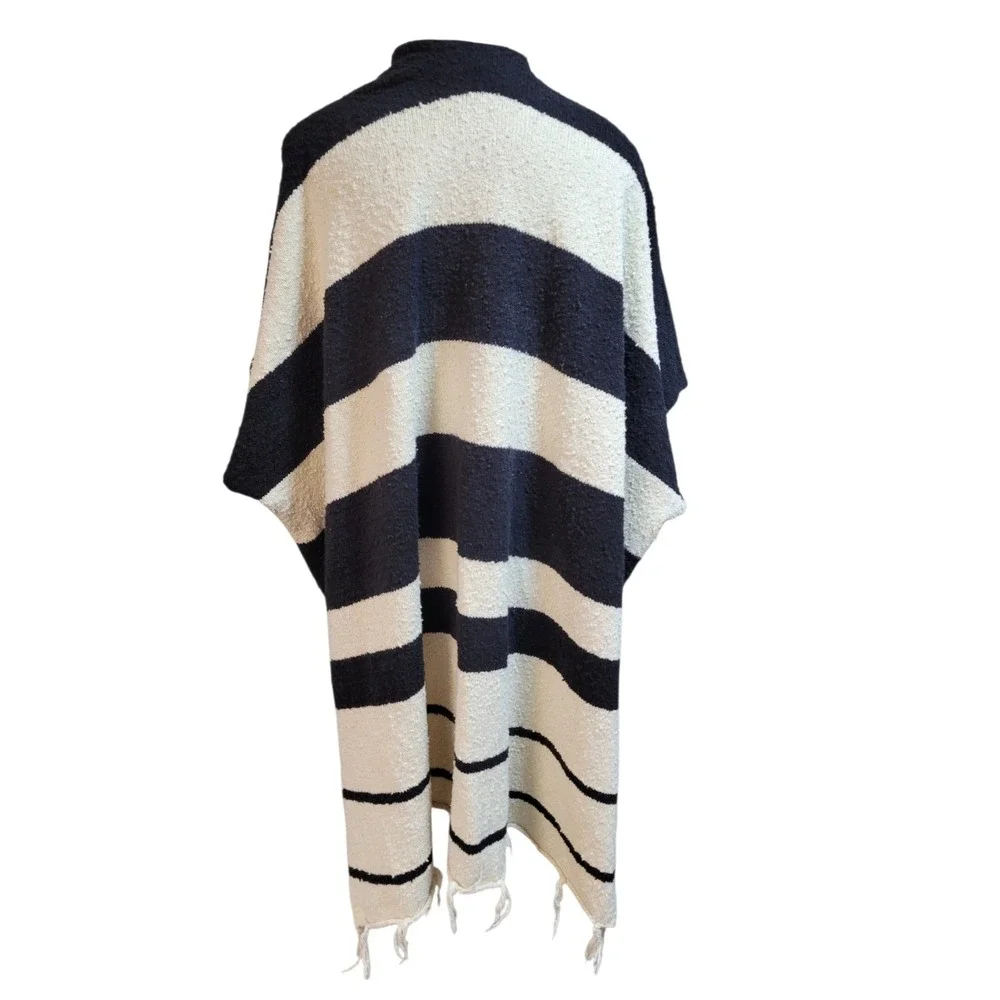 By‎ Together Black and Cream Striped Shrug M/L Boho-chic  Oversized Scandi Style